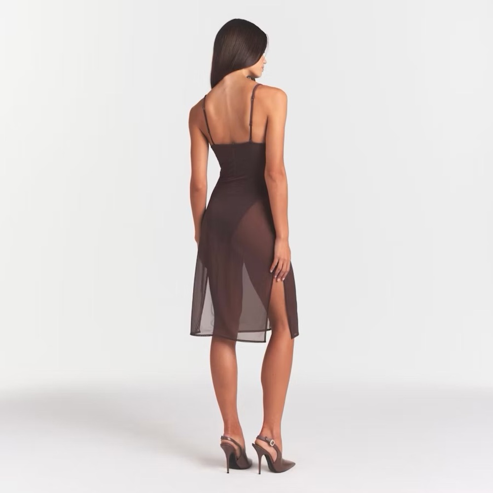 SKIMS Body Mesh Plunge Midi Dress - Picture 2 of 6